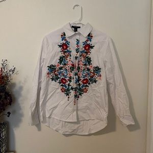 Forever 21 Flower Embroidered Shirt